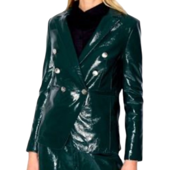 Walter Baker Marley Leather Blazer Forest Green - Picture 1 of 11
